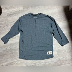 Men's Gray Under Armor Project Rock Henley Shirt